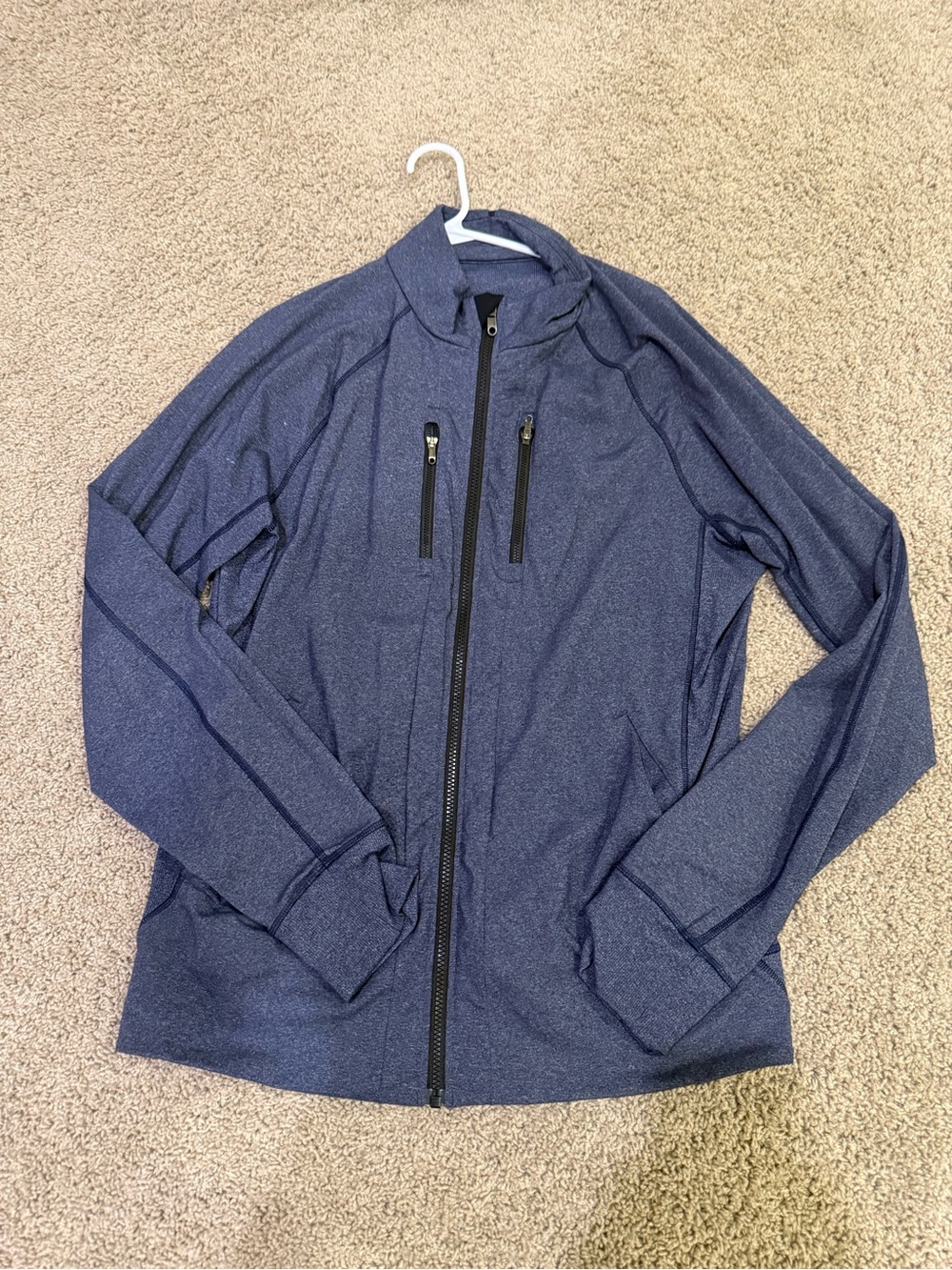 lululemon athletica Men's Heathered Navy Full-Zip Performance Jacket